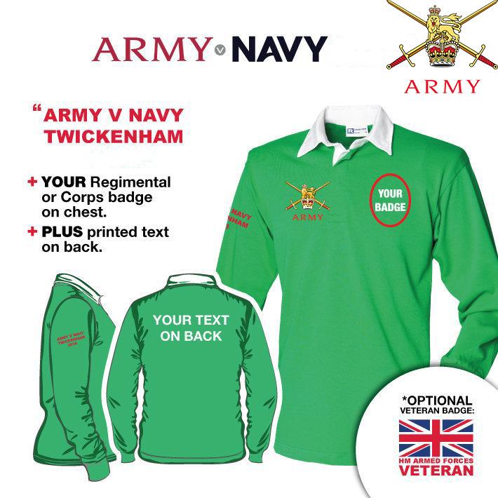 British Army UNITS Army V Navy Long Sleeve Rugby Shirt - Image 3
