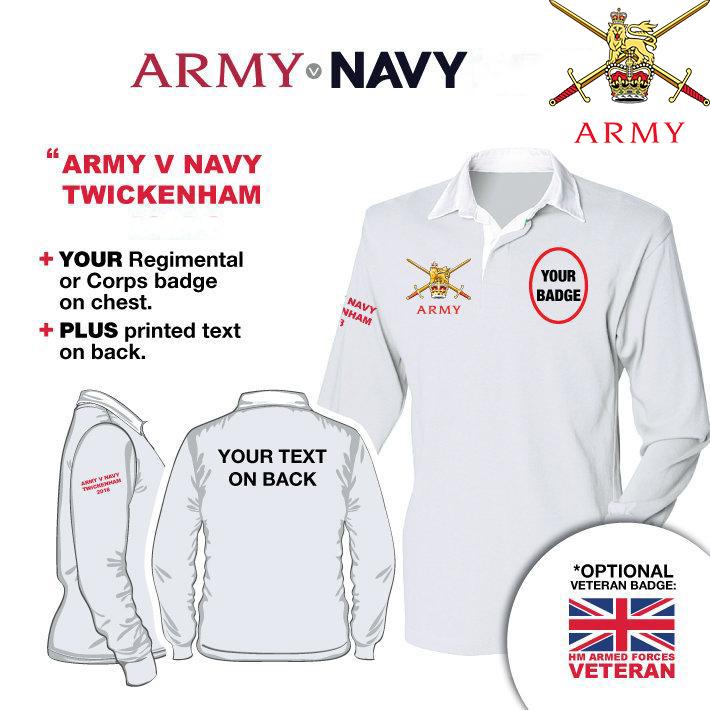 British Army UNITS Army V Navy Long Sleeve Rugby Shirt - Image 4