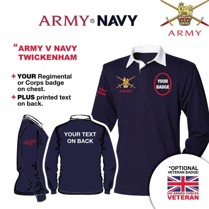 British Army UNITS Army V Navy Long Sleeve Rugby Shirt - Image 5