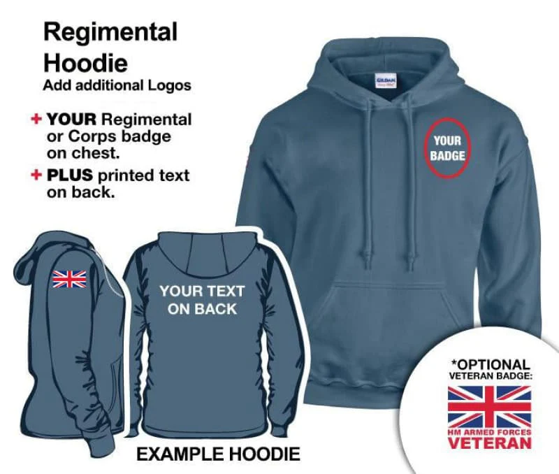 British Army Units Regimental Hoodie Multi Logo Options - Image 9