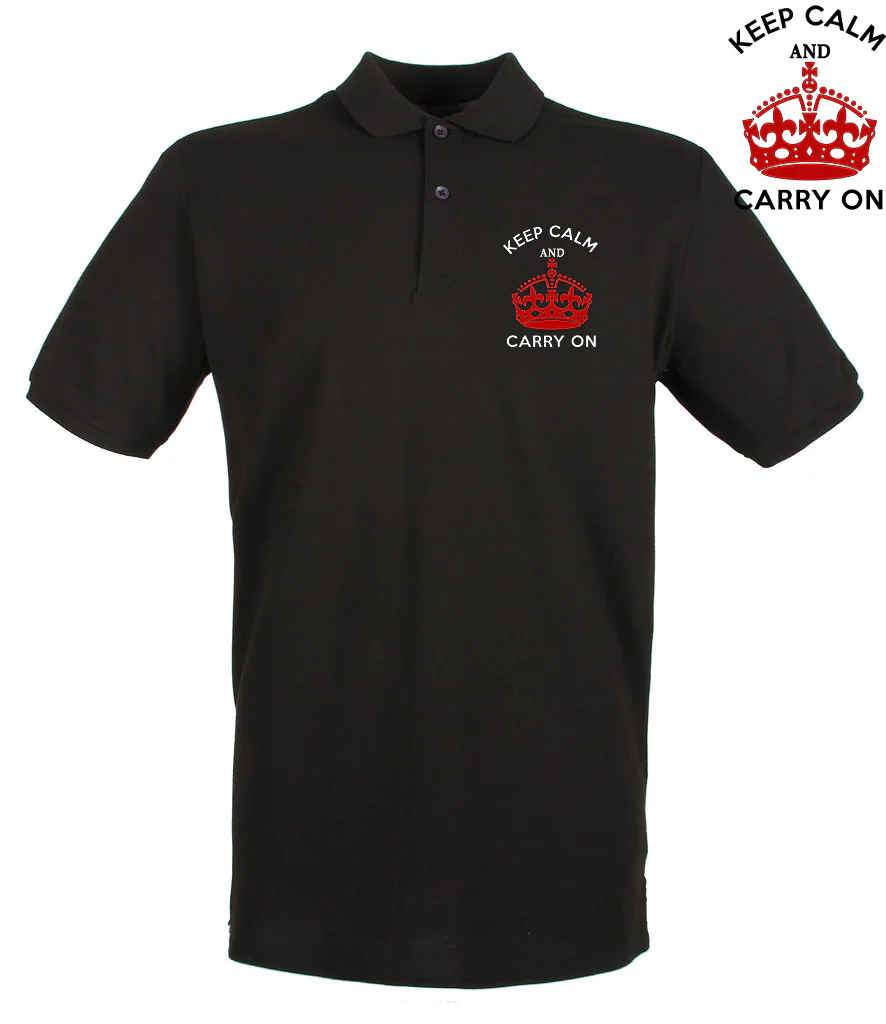 Keep Calm and Carry On Embroidered Polo Shirt - Image 3