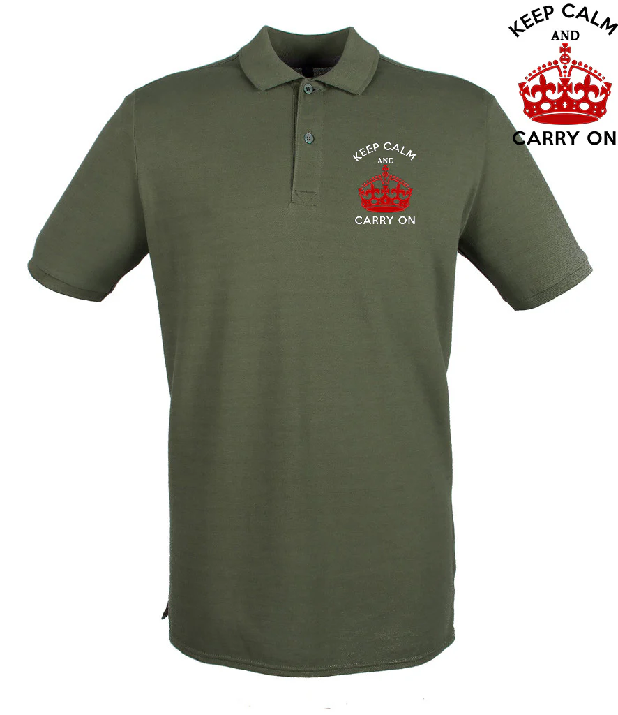 Keep Calm and Carry On Embroidered Polo Shirt - Image 4