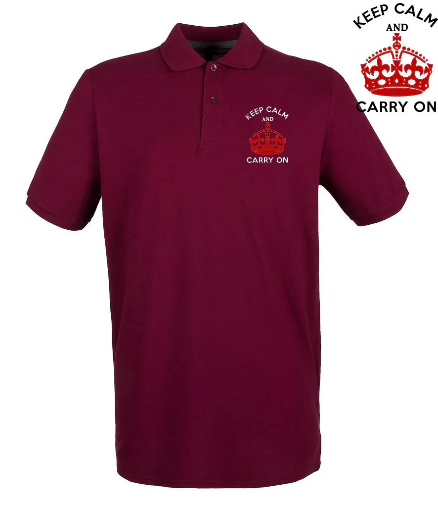 Keep Calm and Carry On Embroidered Polo Shirt - Image 5