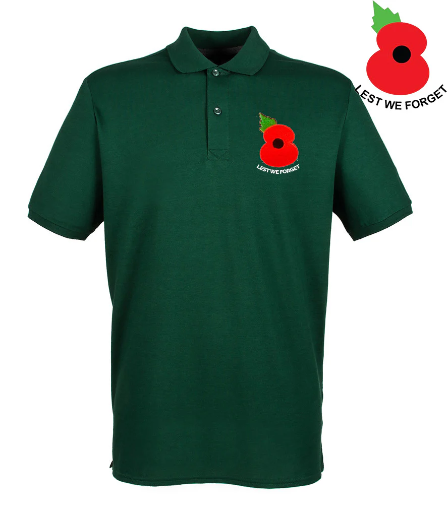 Lest We Forget Poppy Embroidered Pique Polo Shirt - Image 3