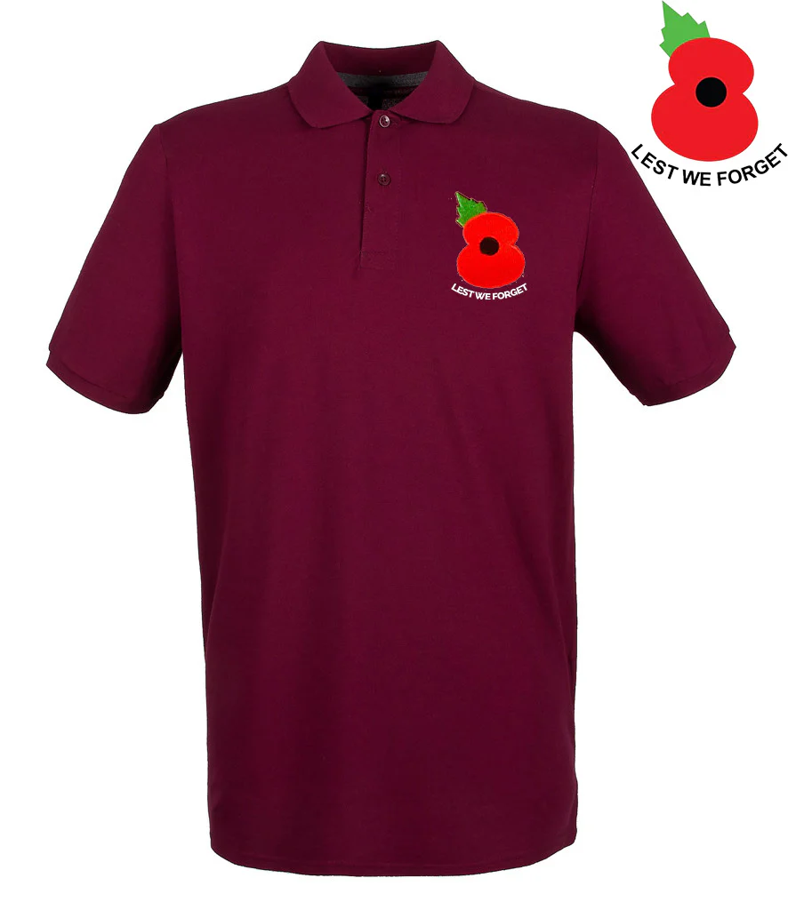 Lest We Forget Poppy Embroidered Pique Polo Shirt - Image 4