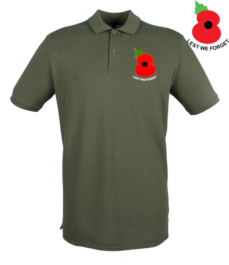 Lest We Forget Poppy Embroidered Pique Polo Shirt - Image 5