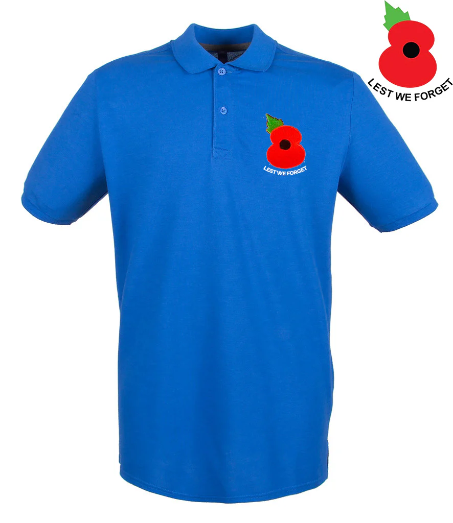 Lest We Forget Poppy Embroidered Pique Polo Shirt - Image 6