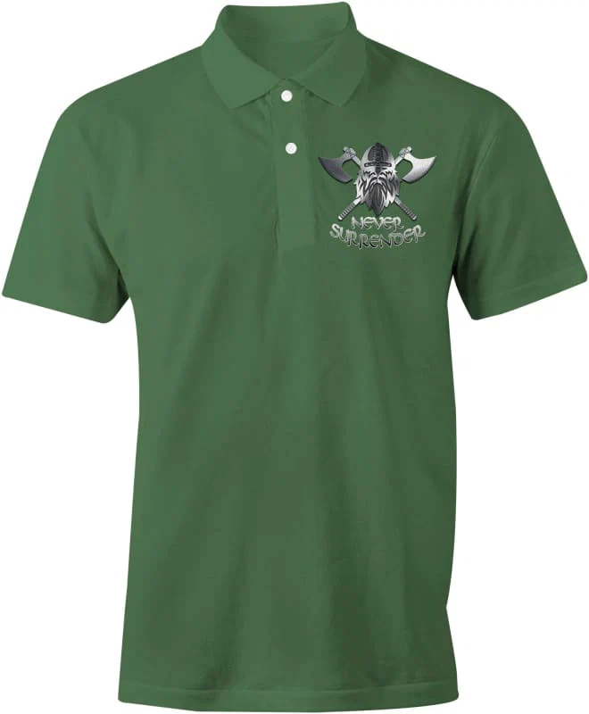 NEVER SURRENDER Embroidered Polo Shirt - Image 3