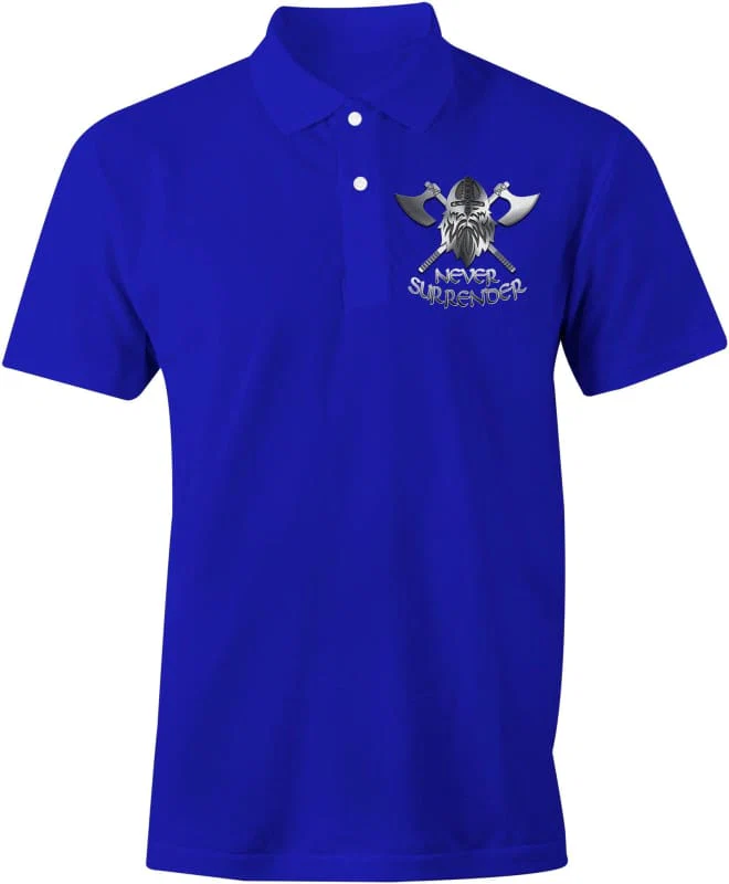 NEVER SURRENDER Embroidered Polo Shirt - Image 5