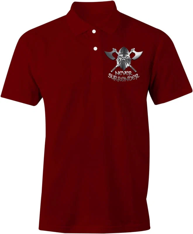 NEVER SURRENDER Embroidered Polo Shirt - Image 6