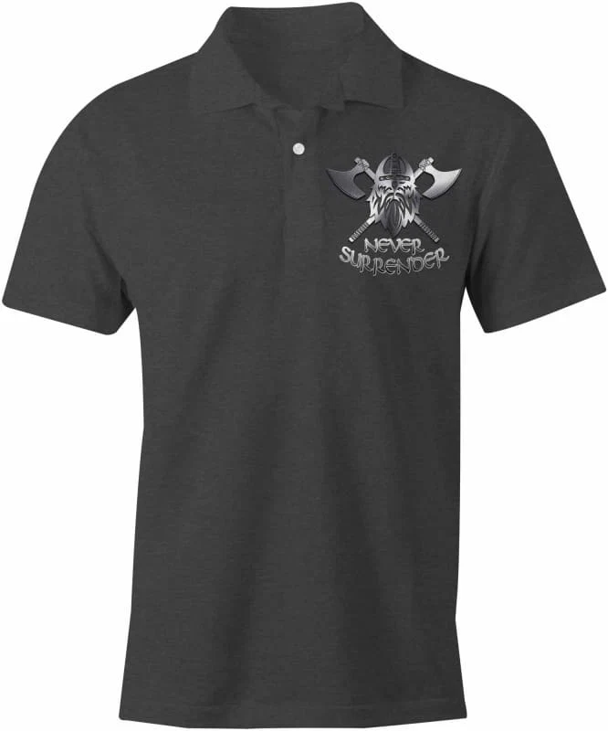 NEVER SURRENDER Embroidered Polo Shirt - Image 7
