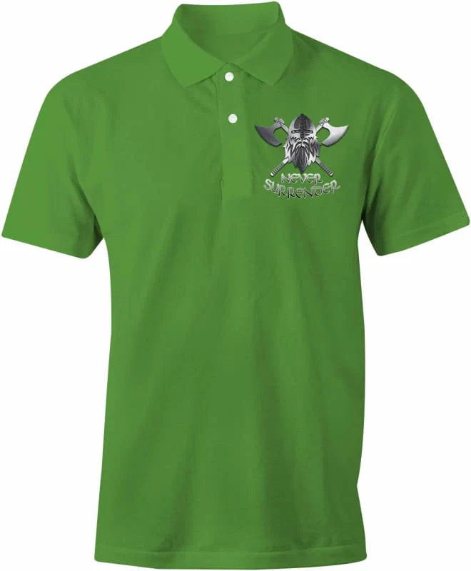 NEVER SURRENDER Embroidered Polo Shirt - Image 8