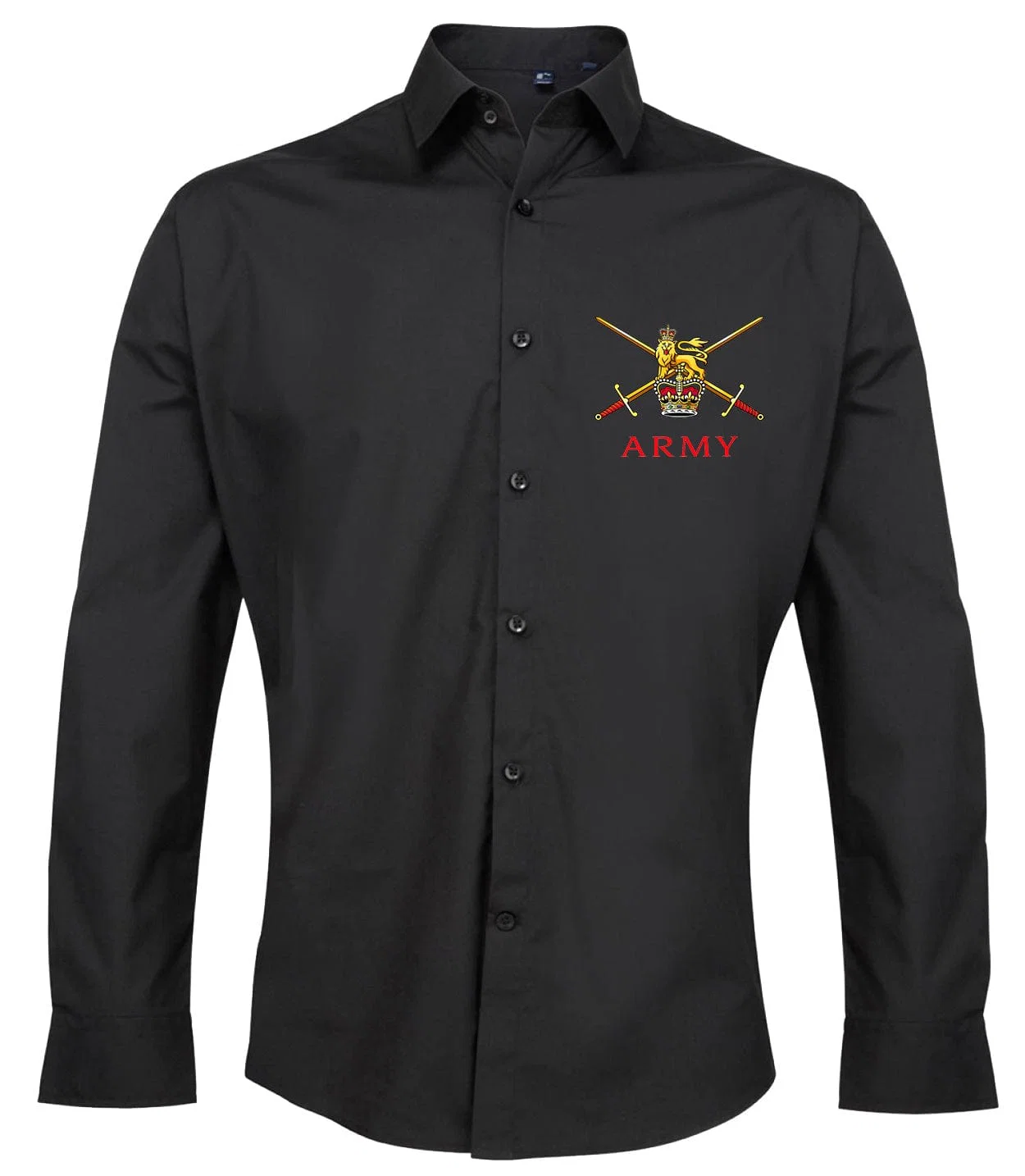 ARMED FORCES ARMY NAVY RAF Embroidered Long Sleeve Oxford Shirt - Image 3