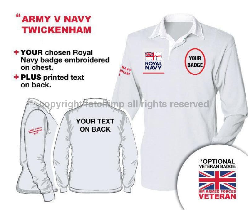 Royal Navy UNITS 'Army V Navy Long Sleeve Rugby Shirt - Image 3