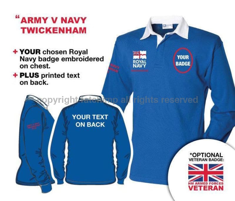 Royal Navy UNITS 'Army V Navy Long Sleeve Rugby Shirt - Image 4