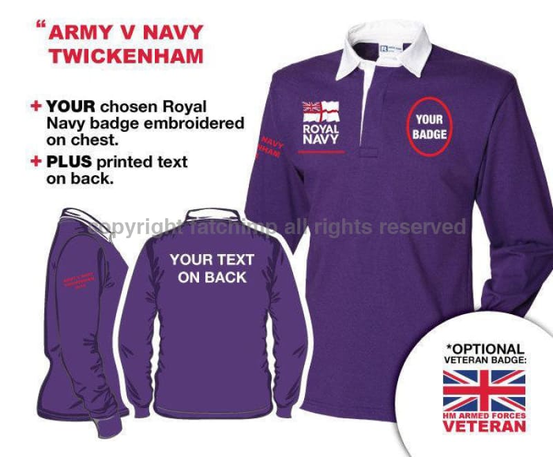 Royal Navy UNITS 'Army V Navy Long Sleeve Rugby Shirt - Image 6