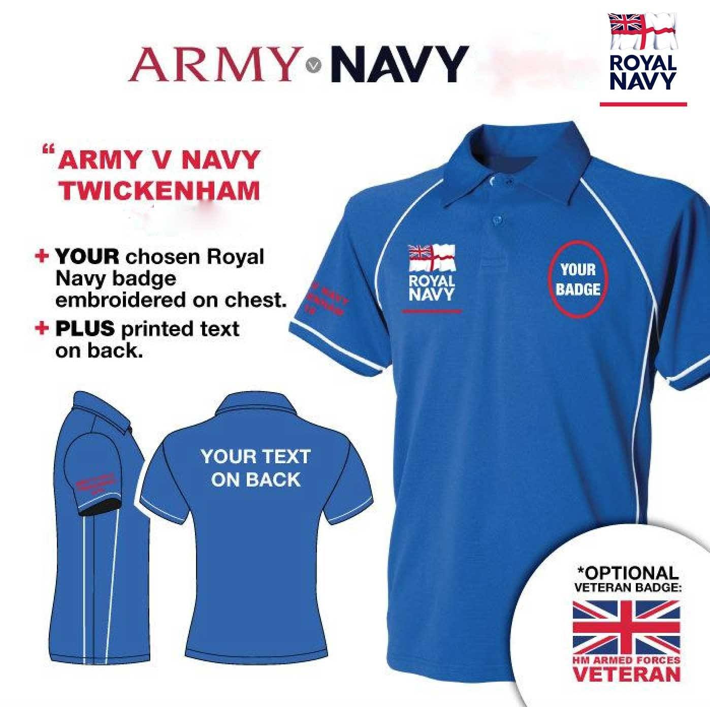 Royal Navy Units Army v Navy Men's Performance Polo Shirt - Image 3