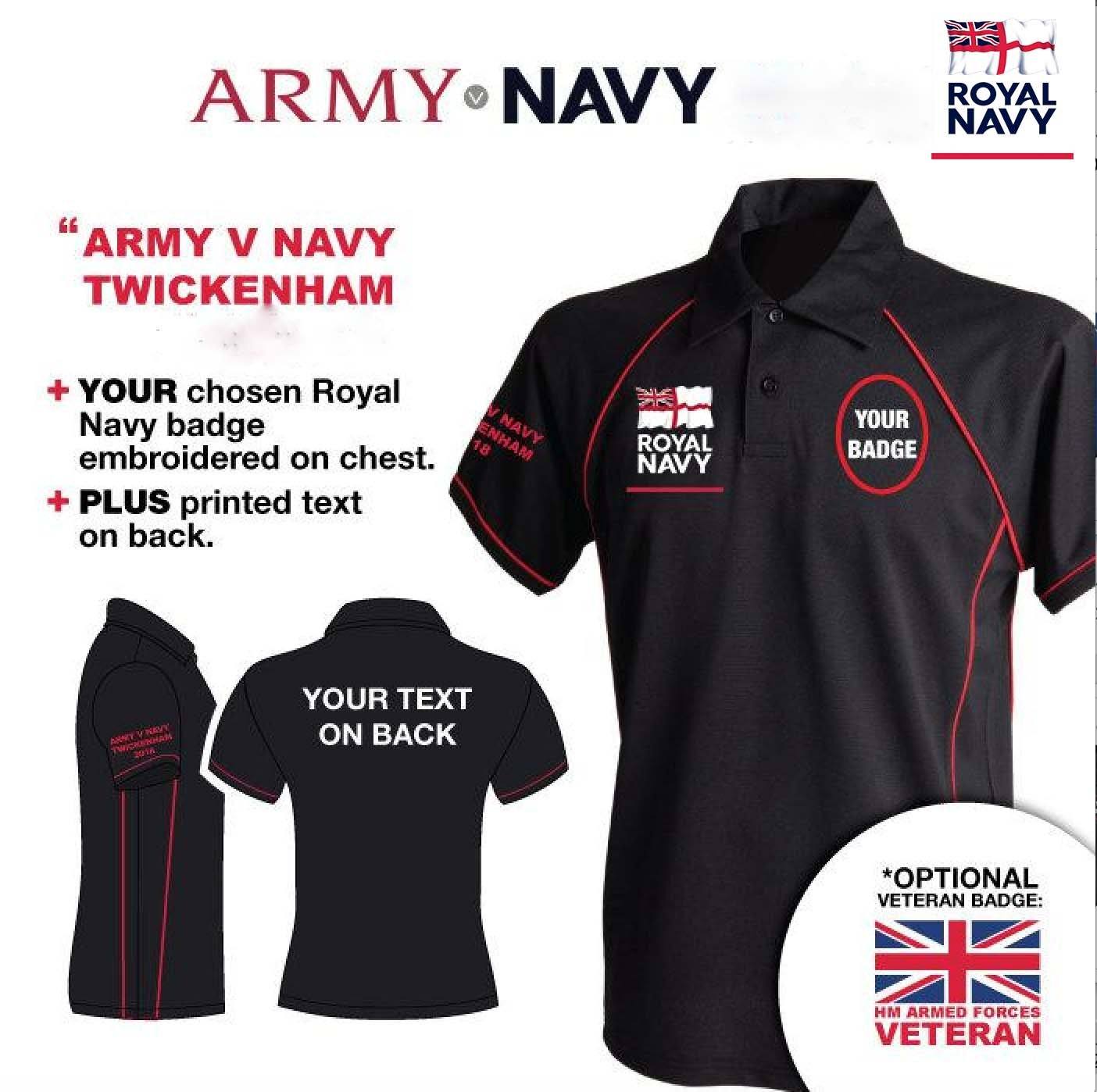 Royal Navy Units Army v Navy Men's Performance Polo Shirt - Image 4