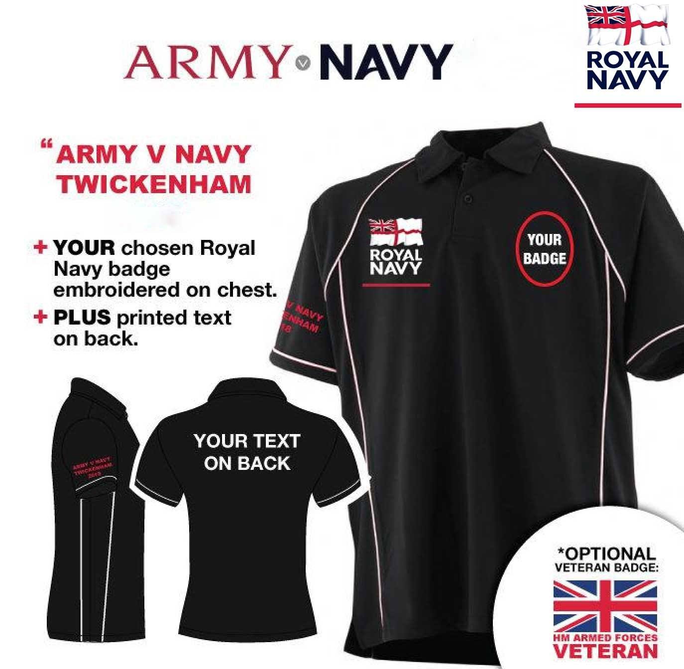 Royal Navy Units Army v Navy Men's Performance Polo Shirt - Image 5